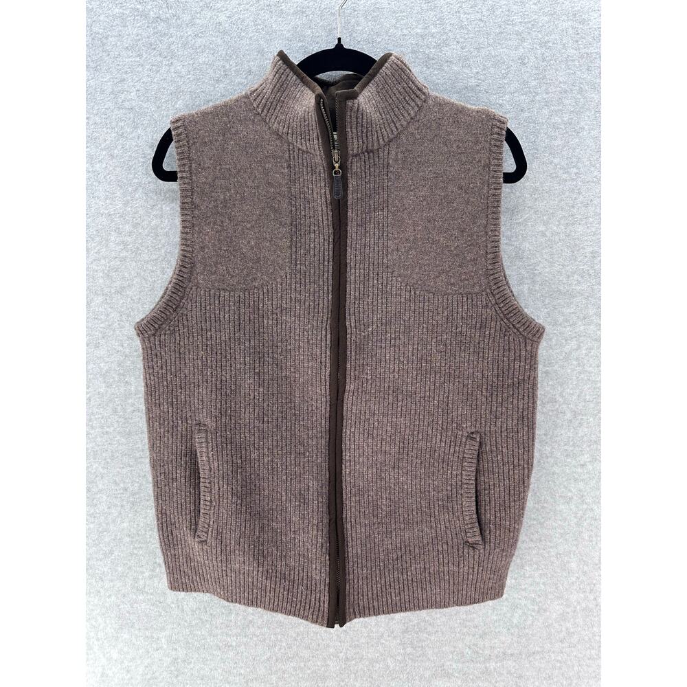 L.L. Bean Men’s sz M* (see desc.) Brown Merino Wool Zip Up Vest Pockets Classic
